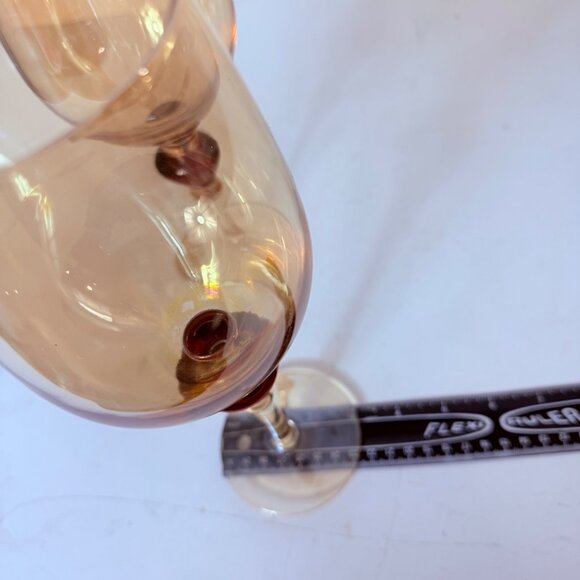 Pier 1 Amber Wine Glasses Set of 2 VTG Elegant Holiday Goblets Bar Cart Decor - Picture 12 of 16